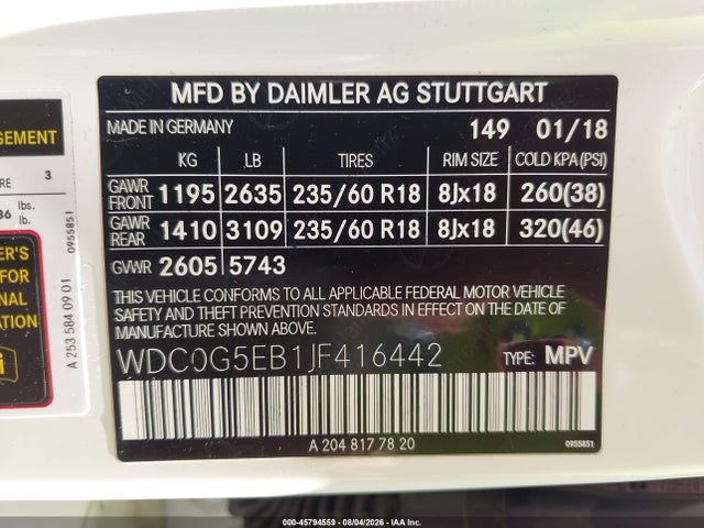 Aukcja sprzedaży 2018 Mercedes-benz Glc 350e 4matic, vin: WDC0G5EB1JF416442, numer aukcji: 45794559