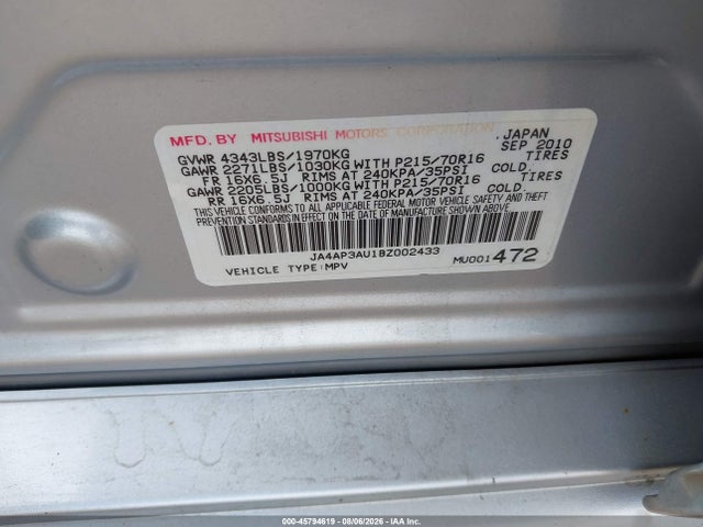 Продаж на аукціоні авто 2011 Mitsubishi Outlander Sport Es, vin: JA4AP3AU1BZ002433, номер лоту: 45794619