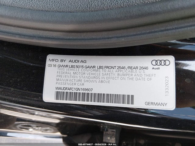 Aukcja sprzedaży 2016 Audi A6 2.0t Premium Plus, vin: WAUDFAFC1GN169607, numer aukcji: 45794627