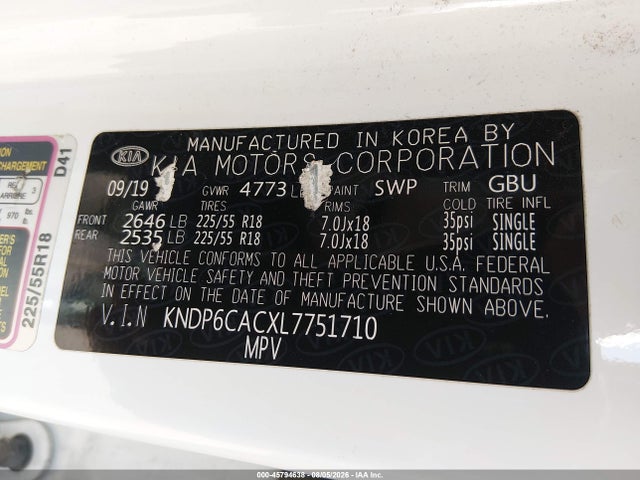 KNDP6CACXL7751710 KIA SPORTAGE S