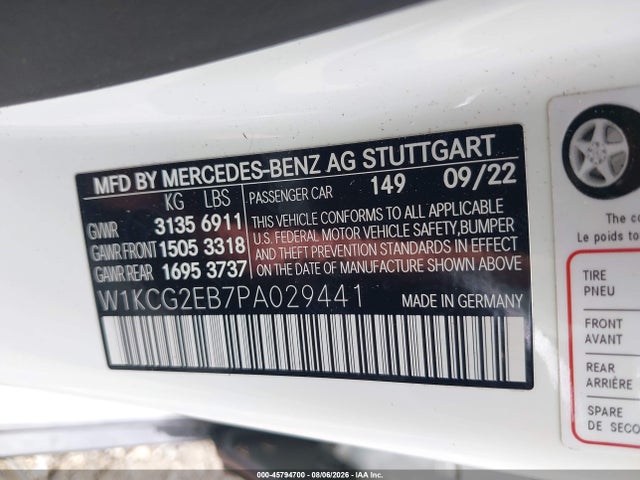 Aukcja sprzedaży 2023 Mercedes-benz Eqs 450 4matic, vin: W1KCG2EB7PA029441, numer aukcji: 45794700
