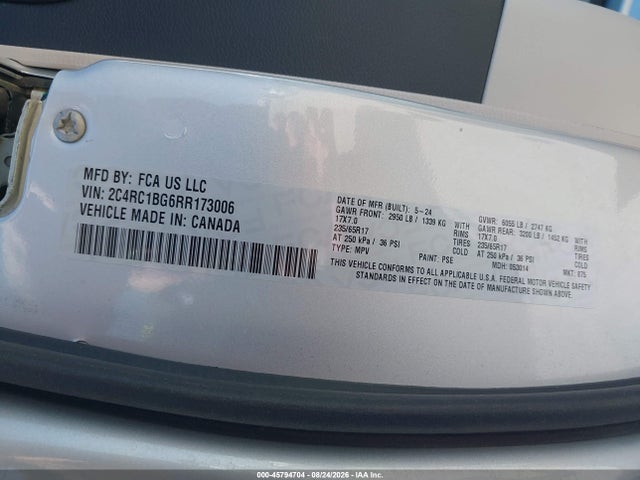 45794704 :رقم المزاد ، 2C4RC1BG6RR173006 vin ، 2024 Chrysler Pacifica Touring L مزاد بيع