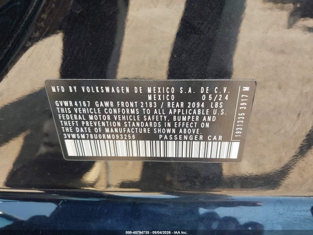 Продаж на аукціоні авто 2024 Volkswagen Jetta 1.5t S, vin: 3VW5M7BU0RM093256, номер лоту: 45794735