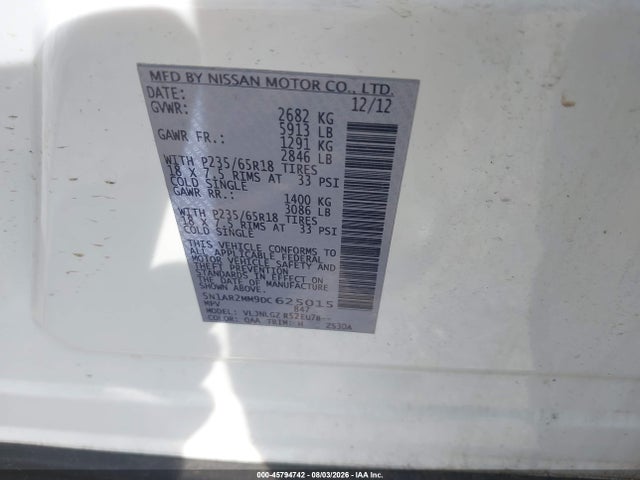 Продажа на аукционе авто 2013 Nissan Pathfinder Sl, vin: 5N1AR2MM9DC625015, номер лота: 45794742