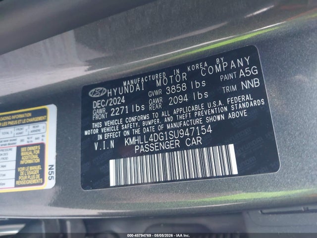 Продажа на аукционе авто 2025 Hyundai Elantra Se, vin: KMHLL4DG1SU947154, номер лота: 45794769