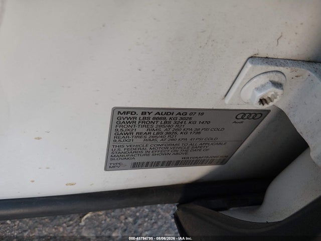 Aukcja sprzedaży 2018 Audi Q7 3.0t Premium, vin: WA1VAAF75JD053830, numer aukcji: 45794795