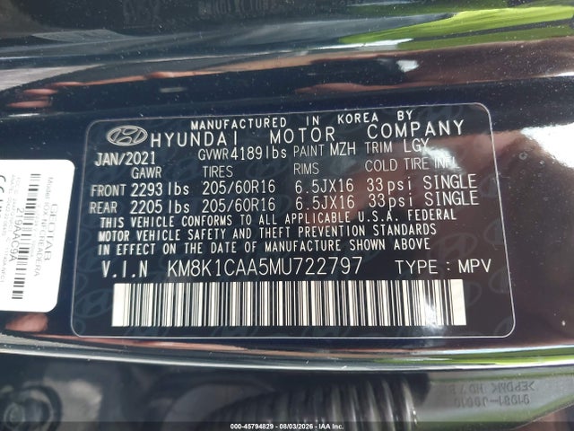 Hyundai Kona Se 2021 KM8K1CAA5MU722797 Image 9