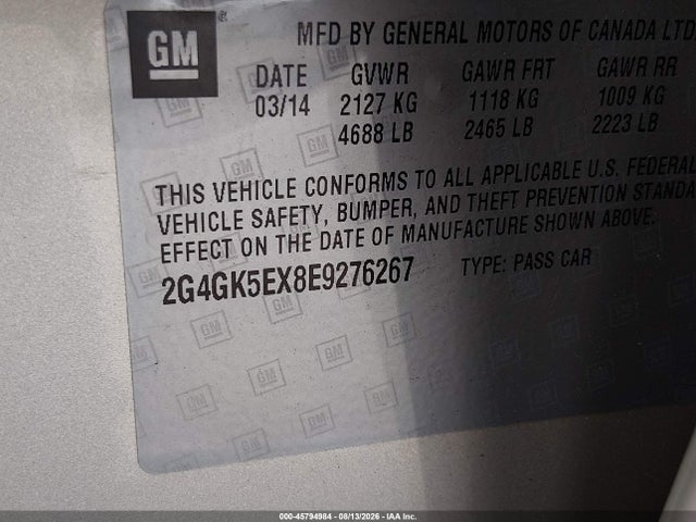 Продаж на аукціоні авто 2014 Buick Regal Turbo, vin: 2G4GK5EX8E9276267, номер лоту: 45794984