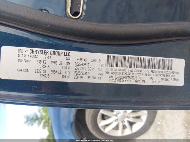 Продажа на аукционе авто 2015 Dodge Journey Sxt, vin: 3C4PDCBB9FT560730, номер лота: 45795064