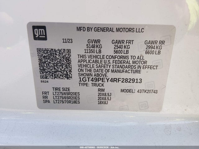 Продажа на аукционе авто 2024 Gmc Sierra 2500hd 4wd  Standard Bed At4, vin: 1GT49PEY4RF282913, номер лота: 45795065