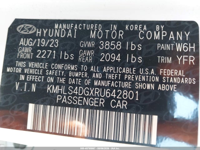 Aukcja sprzedaży 2024 Hyundai Elantra Sel, vin: KMHLS4DGXRU642801, numer aukcji: 45795067