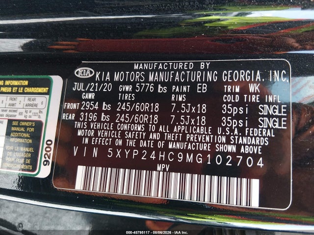Продажа на аукционе авто 2021 Kia Telluride Lx, vin: 5XYP24HC9MG102704, номер лота: 45795117