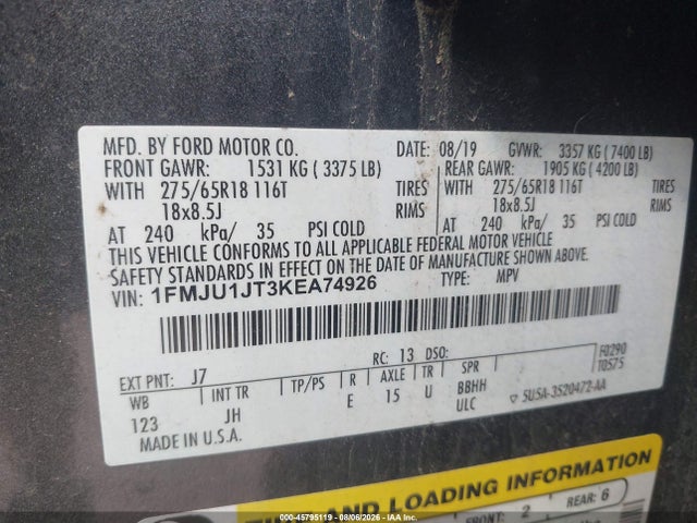 Ford Expedition Xlt 2019 1FMJU1JT3KEA74926 Image 9