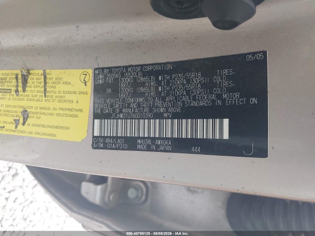 Aukcja sprzedaży 2006 Lexus Rx 400h, vin: JTJHW31U760010390, numer aukcji: 45795125