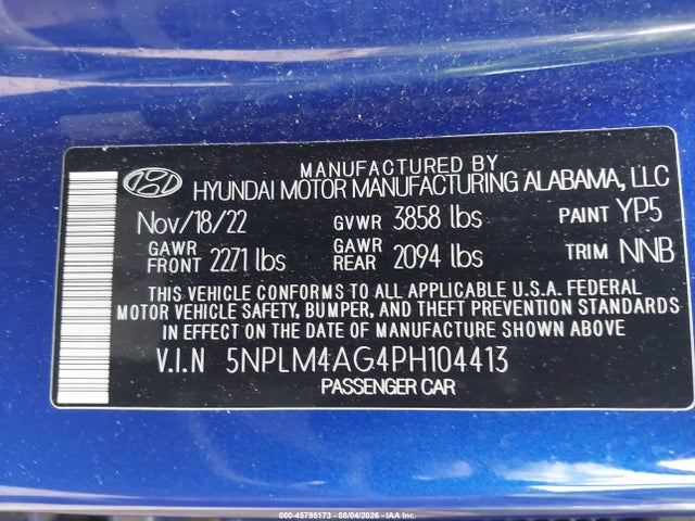 Продаж на аукціоні авто 2023 Hyundai Elantra Sel, vin: 5NPLM4AG4PH104413, номер лоту: 45795173