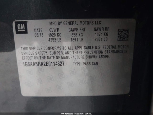 2014 Cadillac Ats Standard მანქანა იყიდება აუქციონზე, vin: 1G6AA5RA2E0114327, აუქციონის ნომერი: 45795206