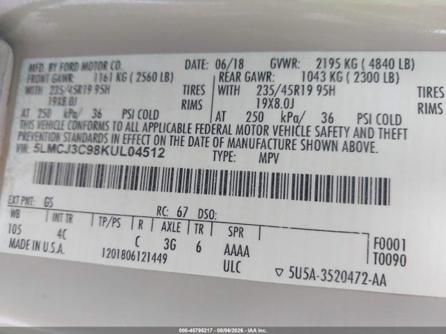 Lincoln Mkc Reserve 2019 5LMCJ3C98KUL04512 Image 9
