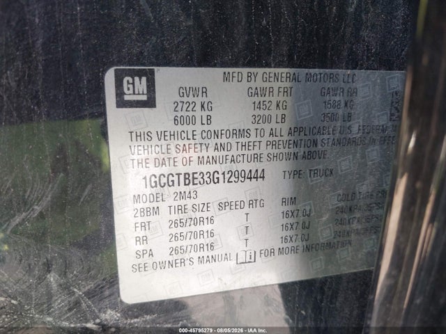 Продаж на аукціоні авто 2016 Chevrolet Colorado 4wd Wt, vin: 1GCGTBE33G1299444, номер лоту: 45795279