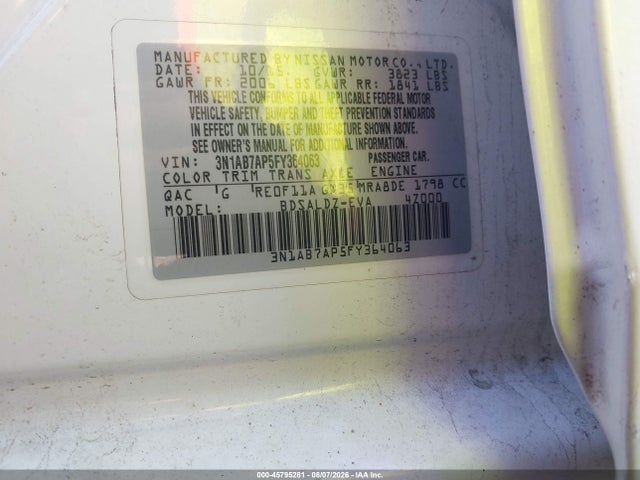 Nissan SENTRA SV 2015 3N1AB7AP5FY364063 Image 9