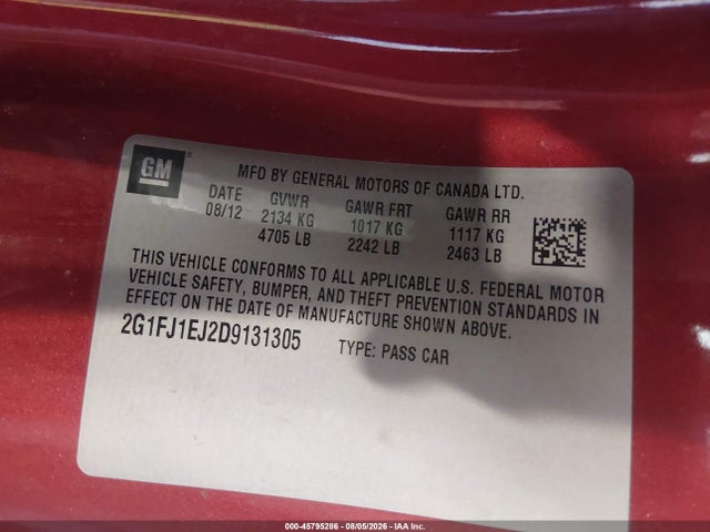 Продажа на аукционе авто 2013 Chevrolet Camaro 1ss, vin: 2G1FJ1EJ2D9131305, номер лота: 45795286