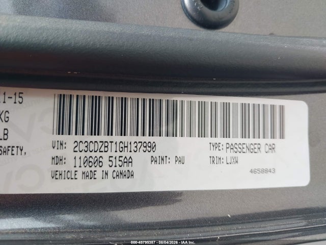 Продаж на аукціоні авто 2016 Dodge Challenger R/t Plus, vin: 2C3CDZBT1GH137990, номер лоту: 45795387