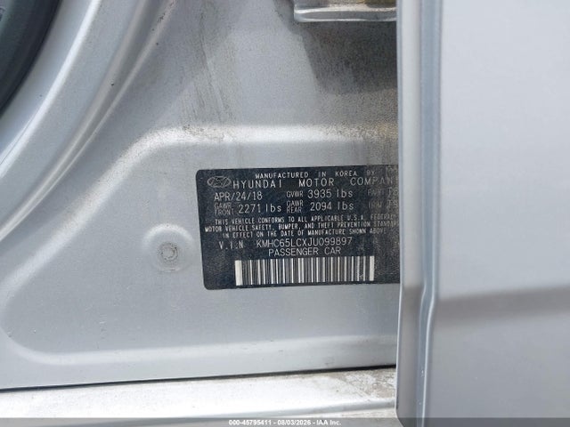 Продажа на аукционе авто 2018 Hyundai Ioniq Hybrid Blue, vin: KMHC65LCXJU099897, номер лота: 45795411
