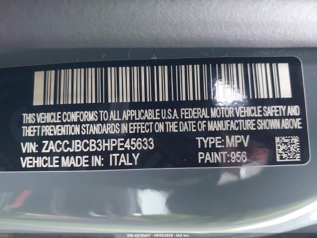 Aukcja sprzedaży 2017 Jeep Renegade Trailhawk, vin: ZACCJBCB3HPE45633, numer aukcji: 45795447
