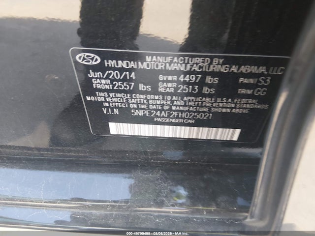 Hyundai SONATA SE 2015 5NPE24AF2FH025021 Image 9