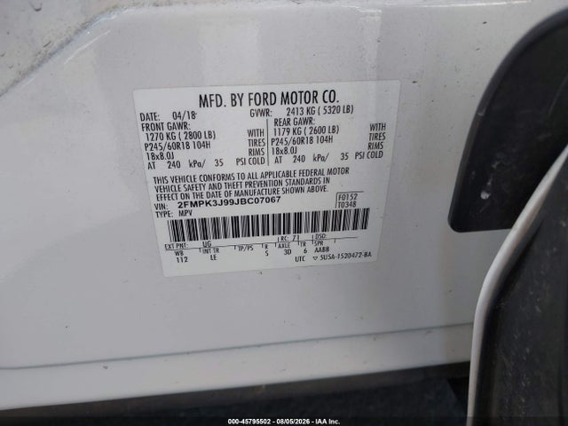 Ford EDGE SEL 2018 2FMPK3J99JBC07067 Image 9