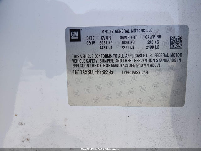 Chevrolet Malibu 1fl 2015 1G11A5SL0FF288395 Image 9