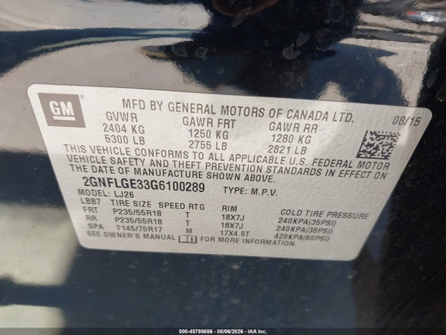 Chevrolet Equinox Ltz 2016 2GNFLGE33G6100289 Image 9