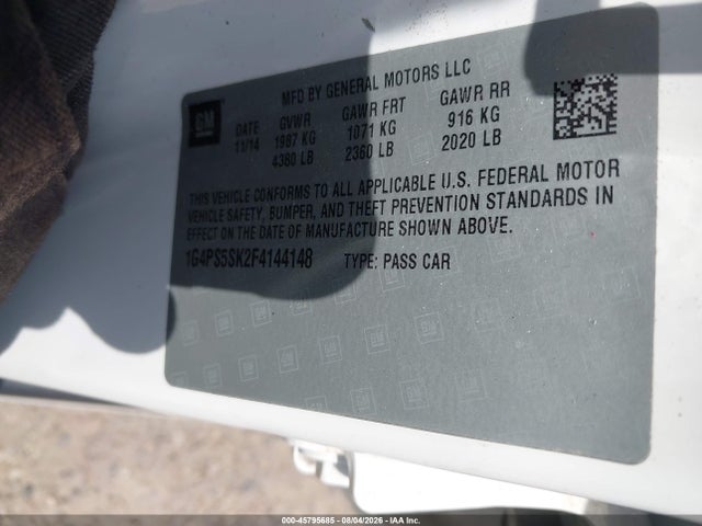 Продаж на аукціоні авто 2015 Buick Verano Leather Group, vin: 1G4PS5SK2F4144148, номер лоту: 45795685