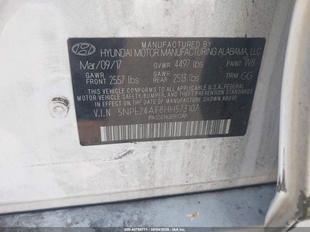 Hyundai Sonata 2017 5NPE24AF8HH573107 Image 9