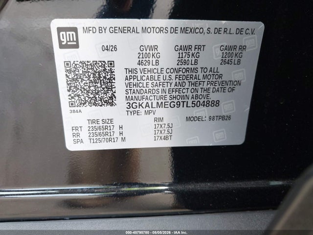 Продаж на аукціоні авто 2026 Gmc Terrain Fwd Elevation, vin: 3GKALMEG9TL504888, номер лоту: 45795780