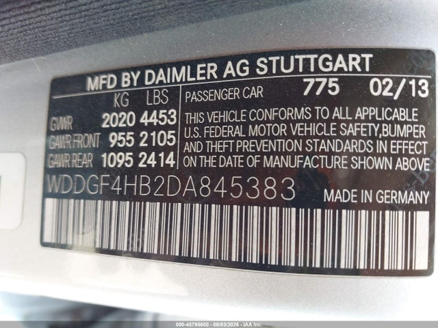 Aukcja sprzedaży 2013 Mercedes-benz C 250 Sport, vin: WDDGF4HB2DA845383, numer aukcji: 45795800