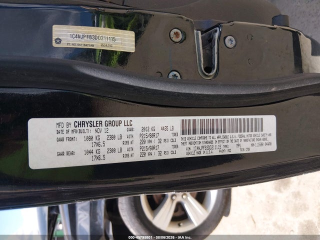 45795801 :رقم المزاد ، 1C4NJPFB3DD211115 vin ، 2013 Jeep Patriot Latitude مزاد بيع