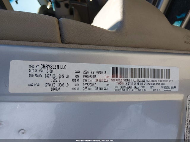 45795860 :رقم المزاد ، 1A8HX58248F134237 vin ، 2008 Chrysler Aspen Limited مزاد بيع