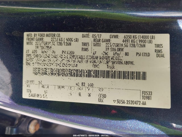 Продажа на аукционе авто 2017 Ford F-450 Xl, vin: 1FT8W4DT4HED81024, номер лота: 45795872