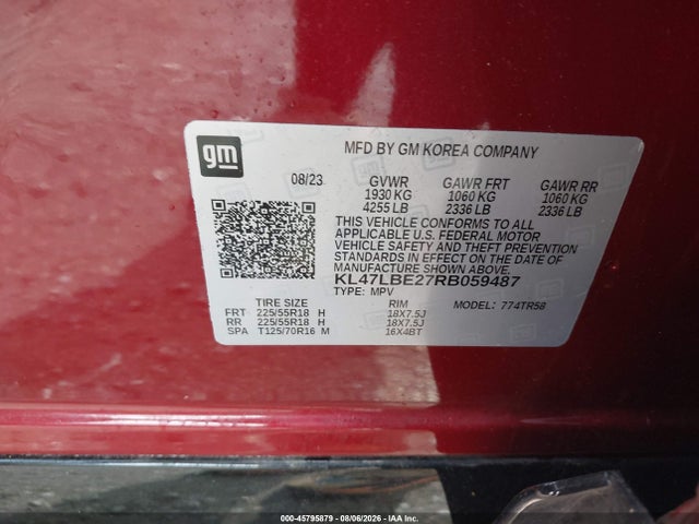 KL47LBE27RB059487 Buick Envista Sport Touring Fwd