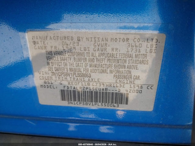 3N1CP5BV1PL550063 Nissan Kicks S Xtronic Cvt
