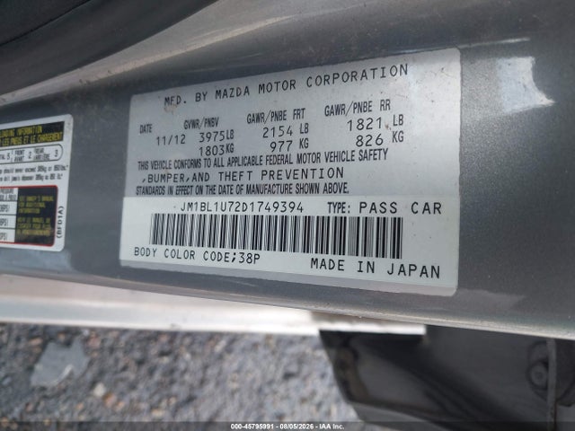 Aukcja sprzedaży 2013 Mazda 3 I, vin: JM1BL1U72D1749394, numer aukcji: 45795991