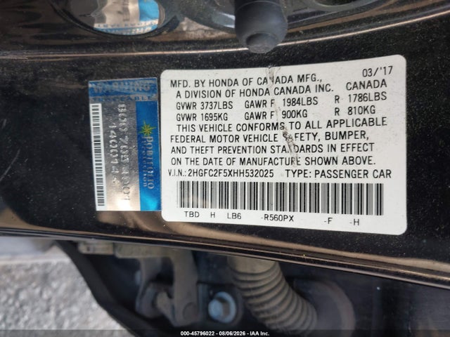 Honda Civic Lx 2017 2HGFC2F5XHH532025 Image 9