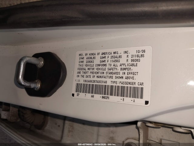 Продаж на аукціоні авто 2007 Acura Tl 3.2, vin: 19UUA66287A003146, номер лоту: 45796042