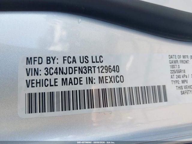 Продажа на аукционе авто 2024 Jeep Compass Latitude Lux Fwd, vin: 3C4NJDFN3RT129640, номер лота: 45796060