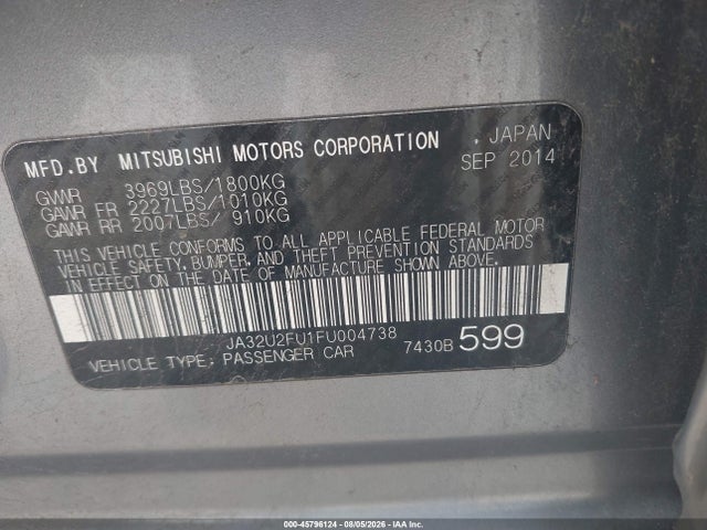 Продаж на аукціоні авто 2015 Mitsubishi Lancer Es, vin: JA32U2FU1FU004738, номер лоту: 45796124