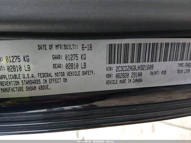 Dodge Challenger Sxt 2018 2C3CDZAG8JH321609 Image 9