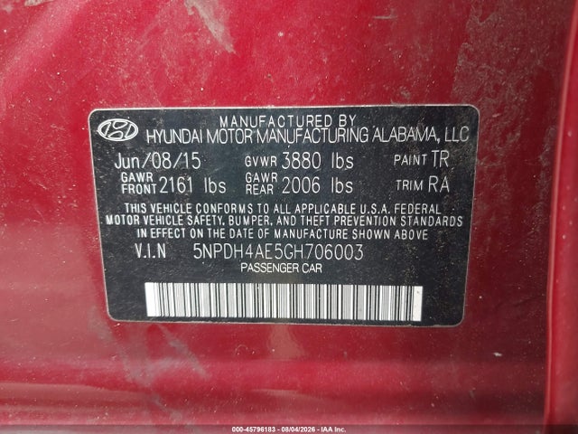 Hyundai ELANTRA SE 2016 5NPDH4AE5GH706003 Image 9