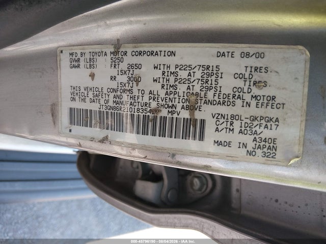 Продажа на аукционе авто 2001 Toyota 4runner Sr5 V6, vin: JT3GN86R210183542, номер лота: 45796190