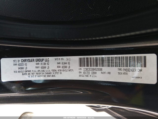 45796209 :رقم المزاد ، 1C3BC2EG9BN529586 vin ، 2011 Chrysler 200 Touring مزاد بيع