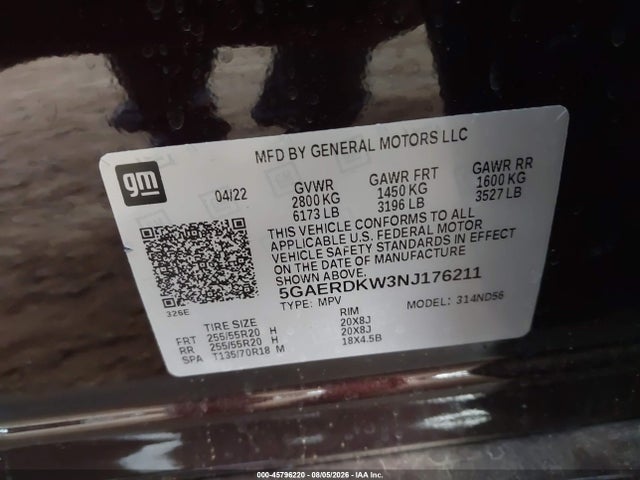 Продаж на аукціоні авто 2022 Buick Enclave Fwd Avenir, vin: 5GAERDKW3NJ176211, номер лоту: 45796220